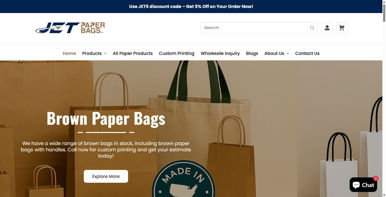 JET Paper Bags: Leading Paper Bag Suppliers USA