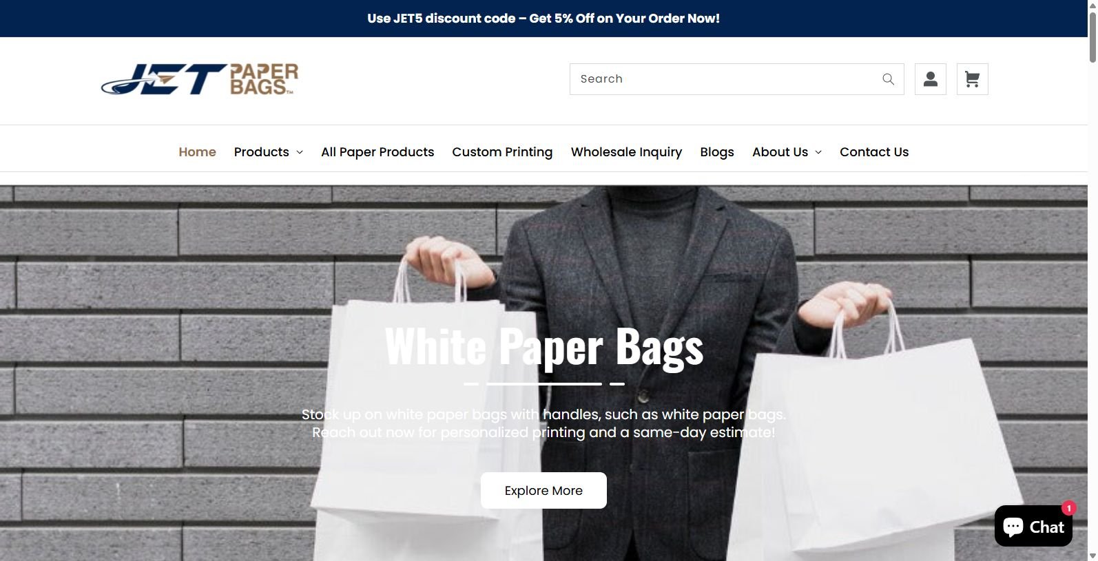 JET Paper Bags: Premium Wholesale Paper Bags with Handles