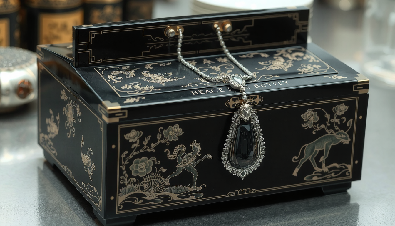 black lacquer chinese jewelry box