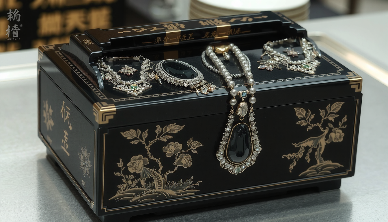 chinese black lacquer jewelry box